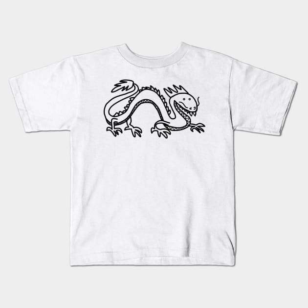 Dragon Line Art Kids T-Shirt by ellenhenryart